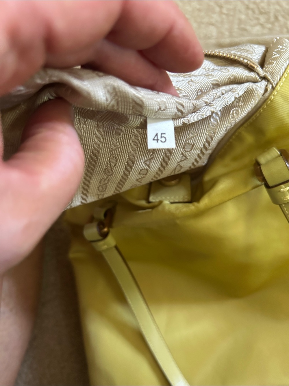 PRADA Nylon Tessuto Ochre City Tote With Leather Handles - Picture 11 of 12